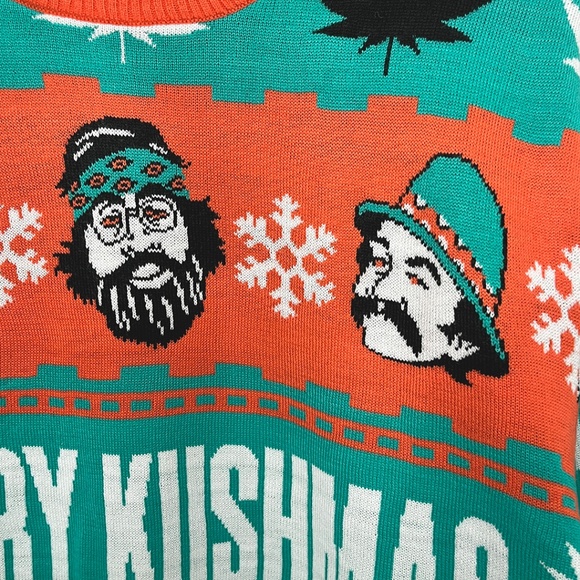 NWOT Merry Kushmas Cheech and Chong Christmas Sweater Men's Small - Picture 3 of 9